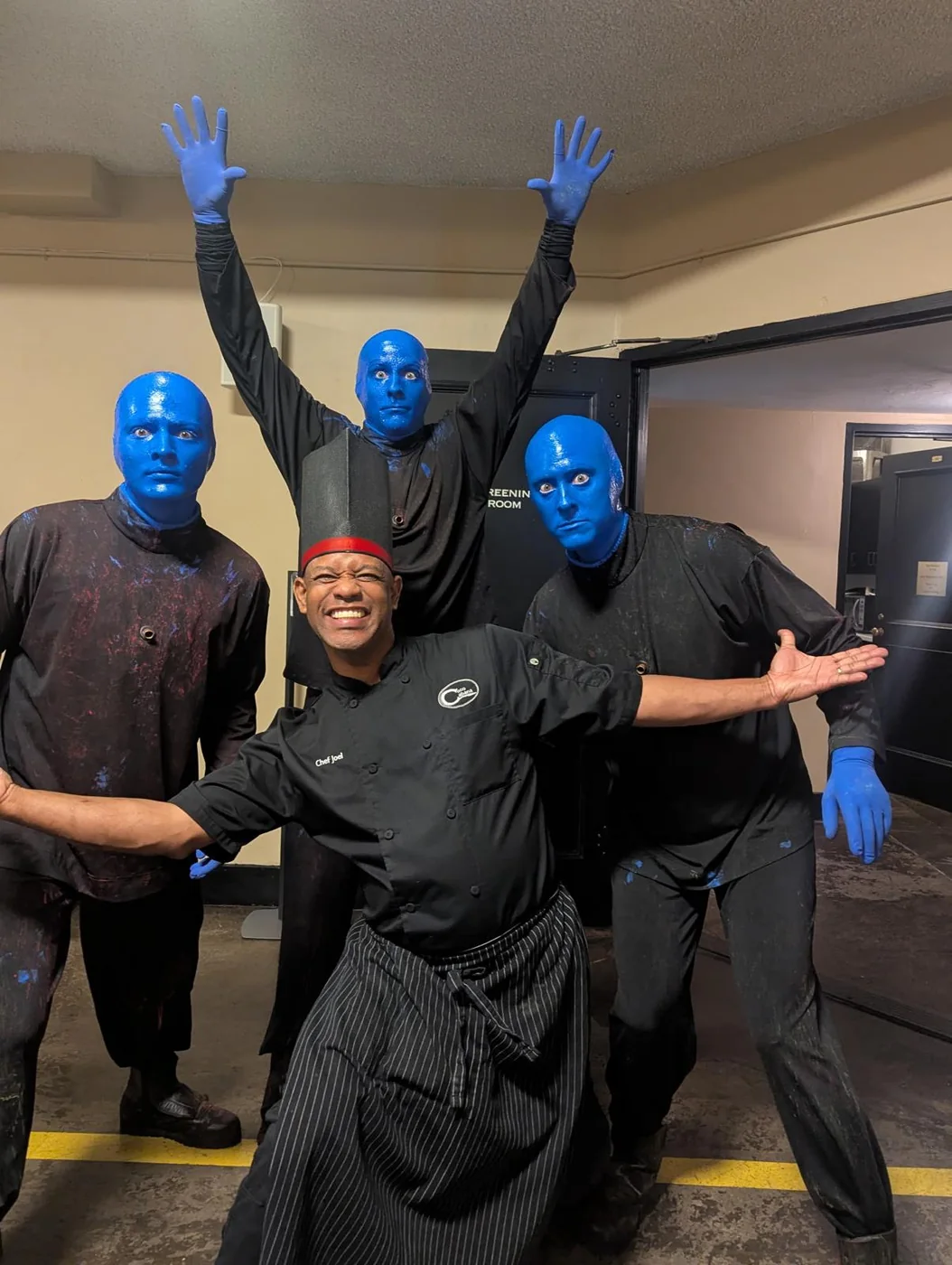 Chef Joel with Blue Man Group