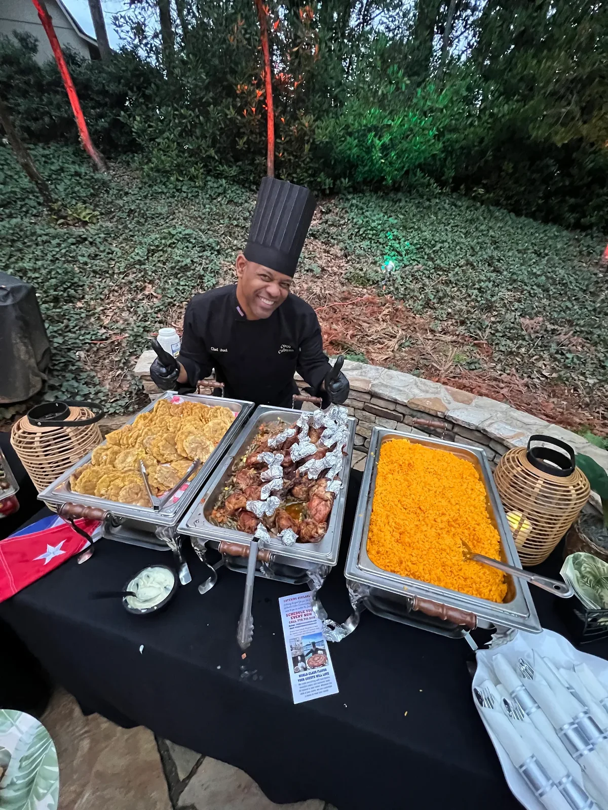 Chef Joel behind the buffet at Sarah Winterscheidt's birthday party