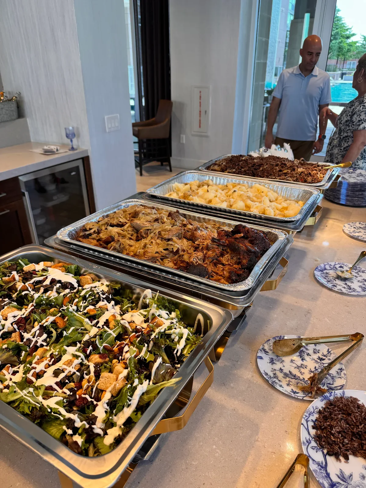 The catered spread at Jessica Davila's baby shower